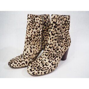 Sam Edelman Tan Animal Print Dyed Cow Fur Corra Ankle Boots W/ Block Heel, Sz 8